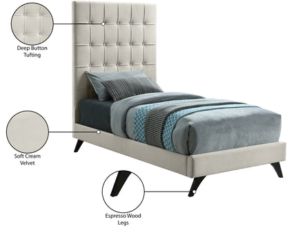 Naya Cream Velvet Twin Bed T