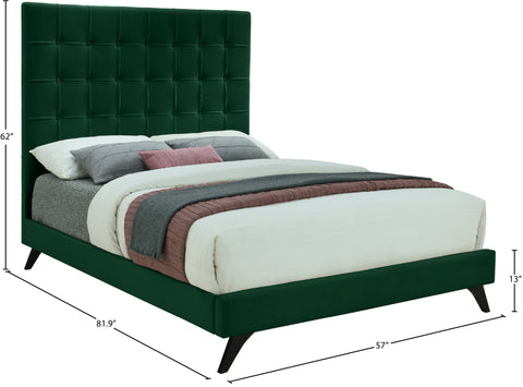 Linden Green Velvet Upholstered Full Bed, 1 Piece