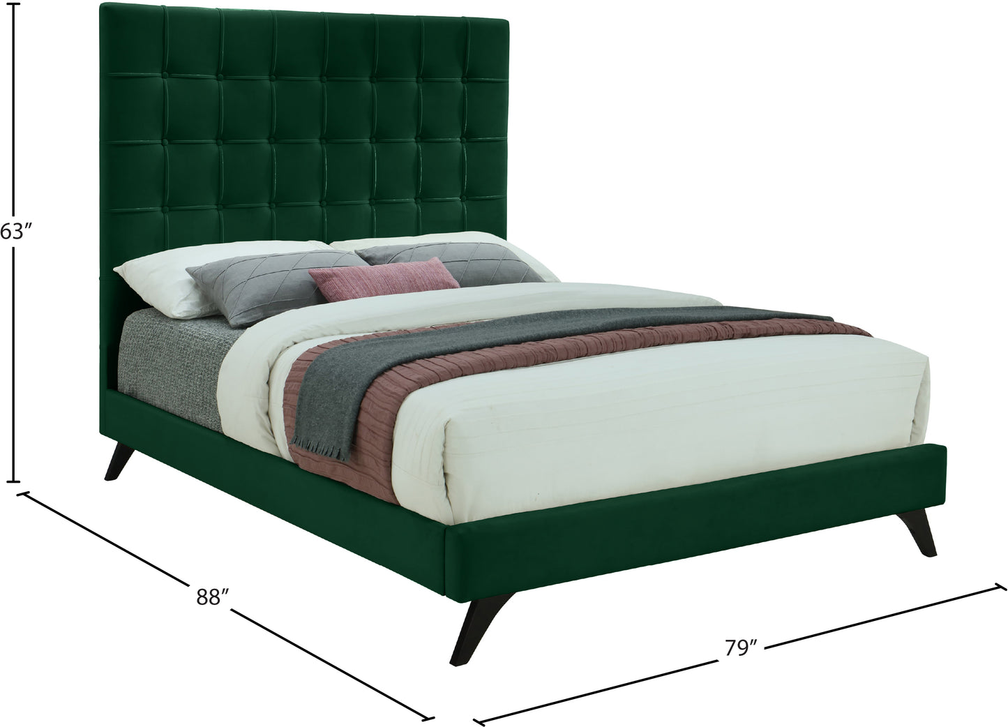 naya green velvet king bed k