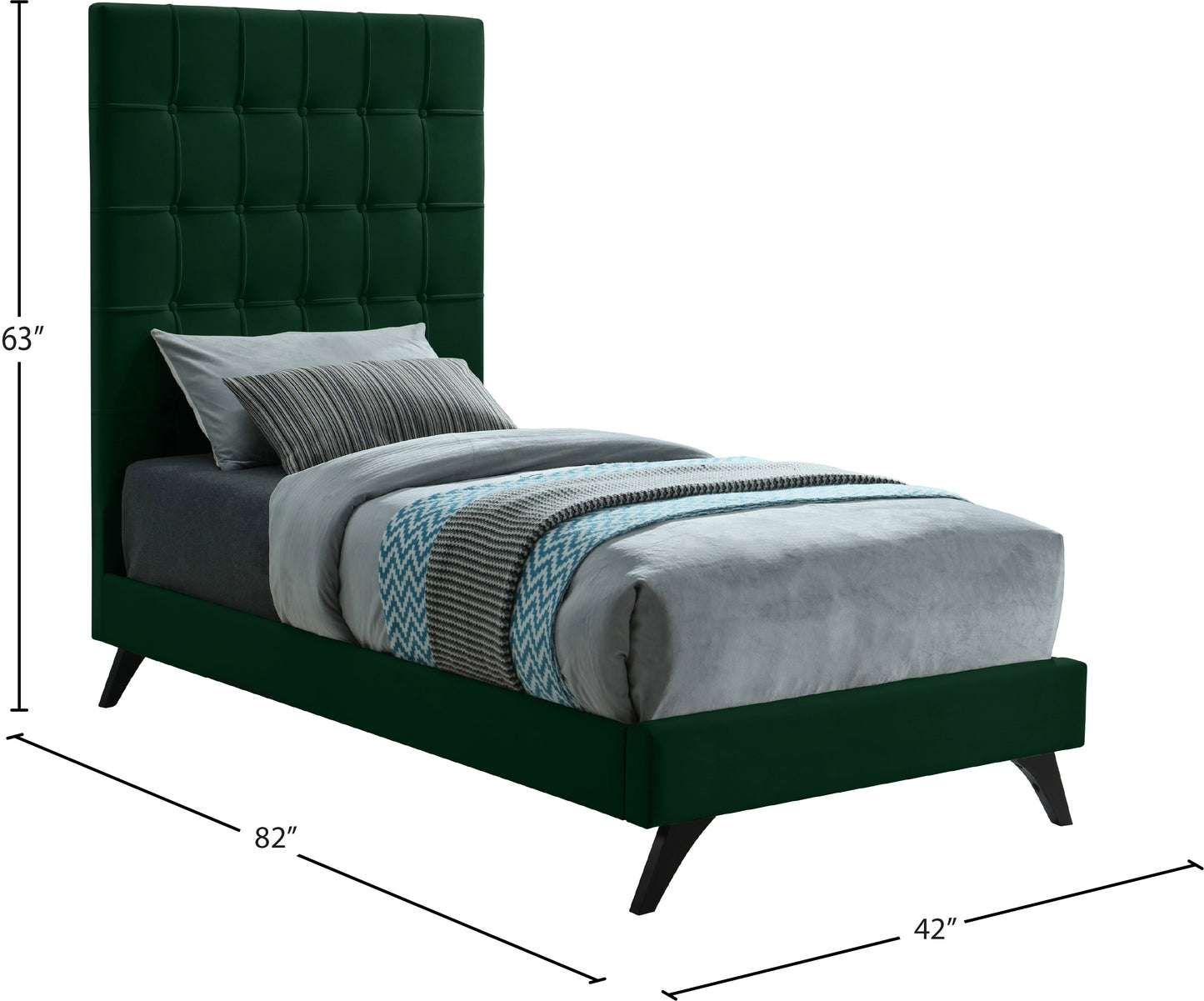 naya green velvet twin bed t