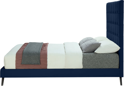 Linden Navy Velvet Upholstered Full Bed, 1 Piece
