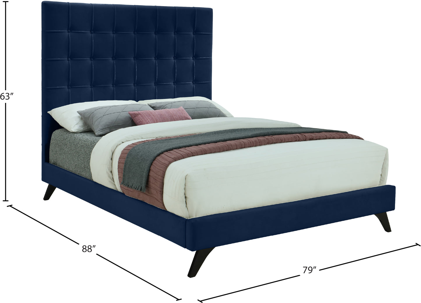 naya navy velvet king bed k