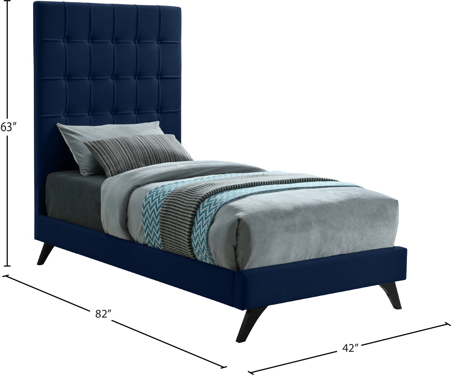 naya navy velvet twin bed t