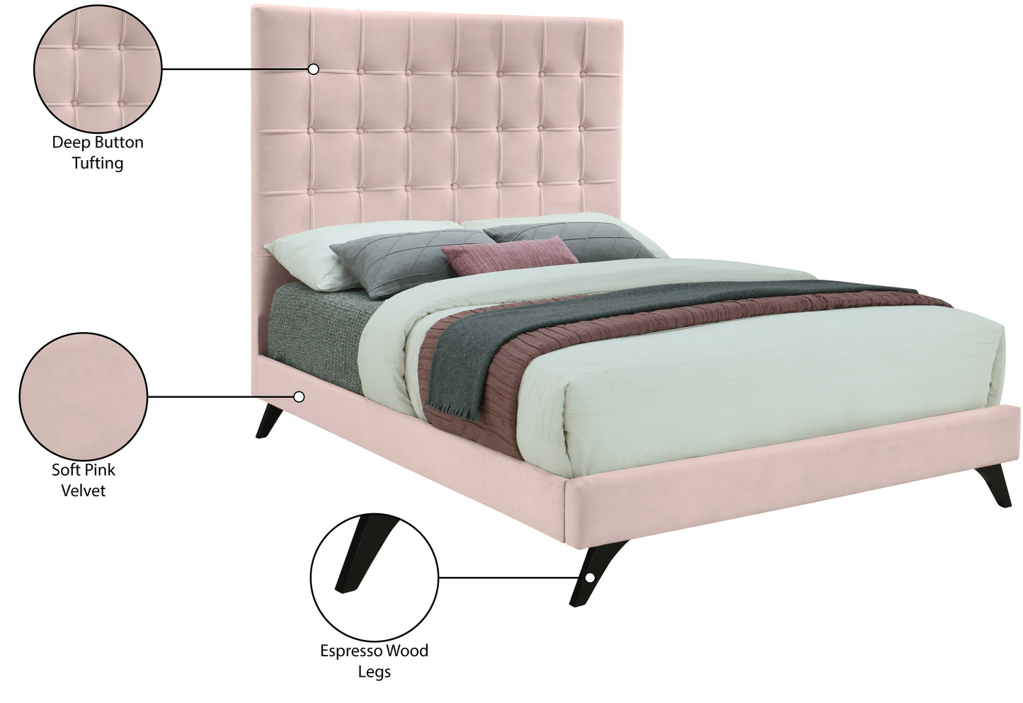 naya pink velvet full bed f