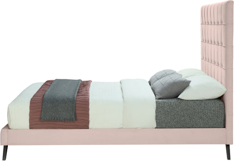 Linden Pink Velvet Upholstered Full Bed, 1 Piece
