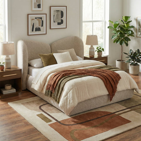 Laurel Beige Chenille Fabric Upholstered Full Bed, 1 Piece