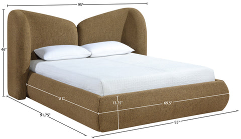 Laurel Brown Chenille Fabric Upholstered Queen Bed, 1 Piece
