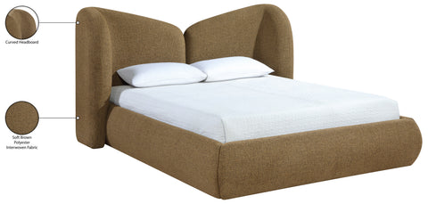 Laurel Brown Chenille Fabric Upholstered Queen Bed, 1 Piece