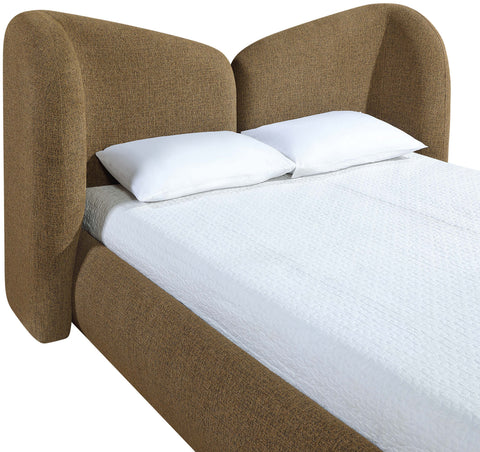 Laurel Brown Chenille Fabric Upholstered Queen Bed, 1 Piece