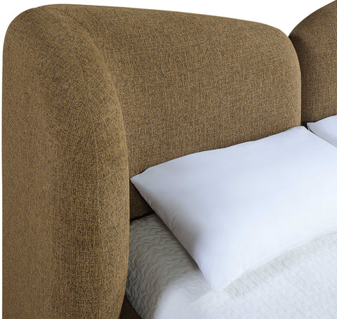 Laurel Brown Chenille Fabric Upholstered Queen Bed, 1 Piece