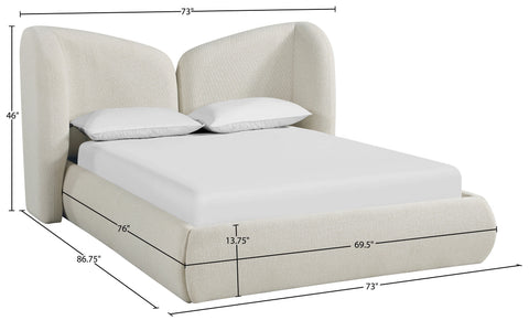 Laurel Cream Chenille Fabric Upholstered Full Bed, 1 Piece