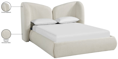 Laurel Cream Chenille Fabric Upholstered King Bed, 1 Piece