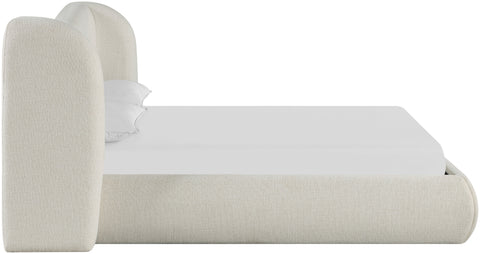 Laurel Cream Chenille Fabric Upholstered King Bed, 1 Piece