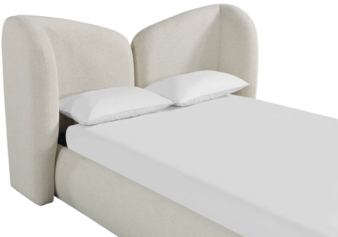 Laurel Cream Chenille Fabric Upholstered King Bed, 1 Piece