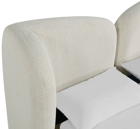 Laurel Cream Chenille Fabric Upholstered King Bed, 1 Piece