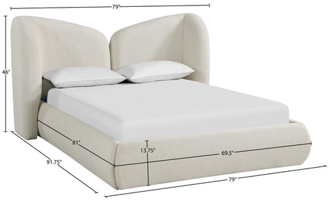 Laurel Cream Chenille Fabric Upholstered Queen Bed, 1 Piece