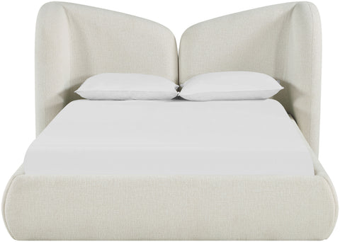 Laurel Cream Chenille Fabric Upholstered Queen Bed, 1 Piece