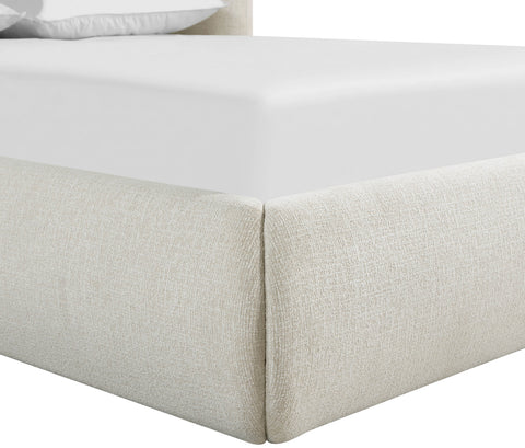 Laurel Cream Chenille Fabric Upholstered Queen Bed, 1 Piece