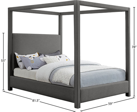 Farrah Grey Linen Textured Fabric Upholstered Full Bed, 1 Piece (Style 3)