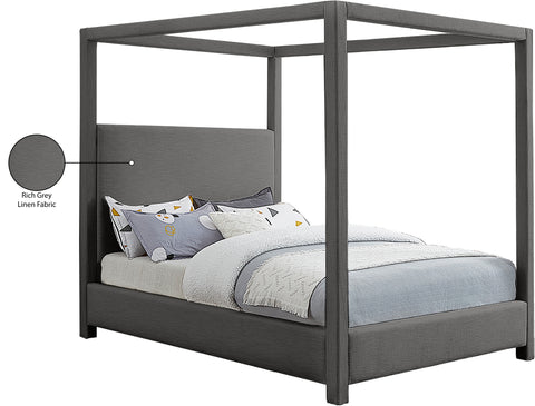 Farrah Grey Linen Textured Fabric Upholstered Full Bed, 1 Piece (Style 3)