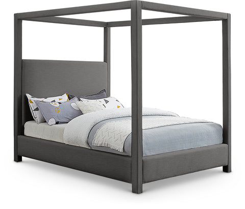 Farrah Grey Linen Textured Fabric Upholstered Full Bed, 1 Piece (Style 3)