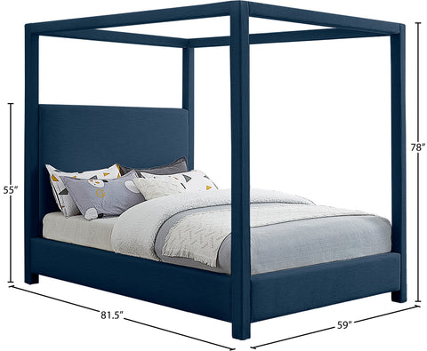 Farrah Navy Linen Textured Fabric Upholstered Full Bed, 1 Piece