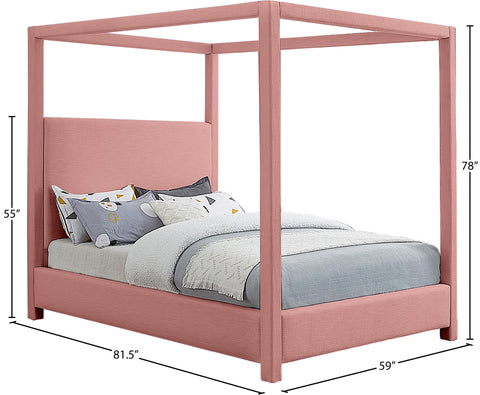 Farrah Pink Linen Textured Fabric Upholstered Full Bed, 1 Piece