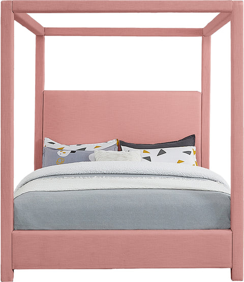 Farrah Pink Linen Textured Fabric Upholstered Full Bed, 1 Piece