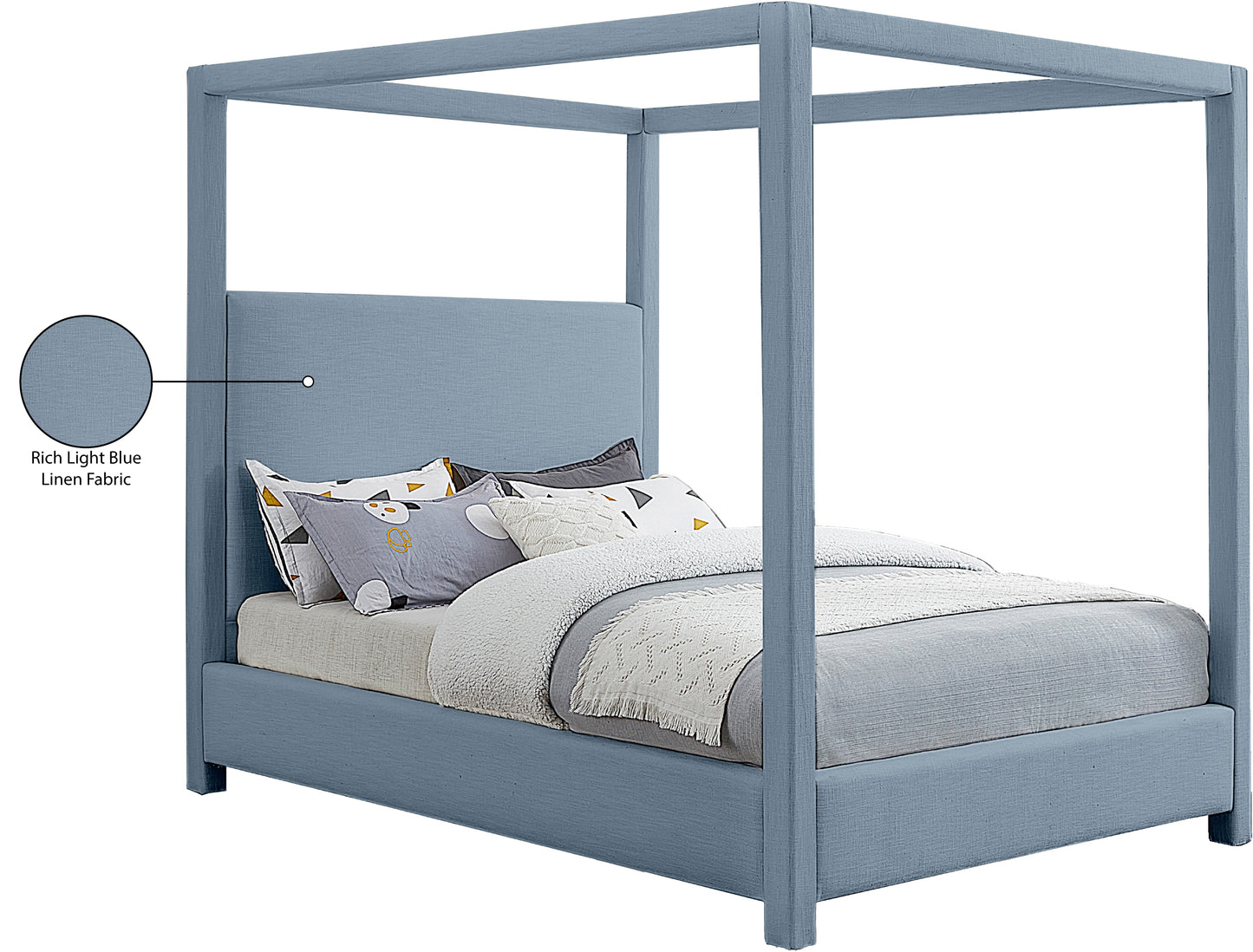 stefano sky blue queen bed (3 boxes) q