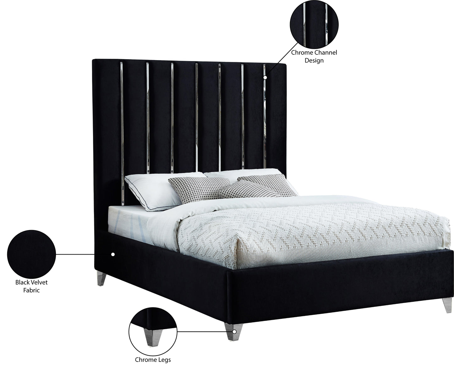 waverly black velvet full bed f