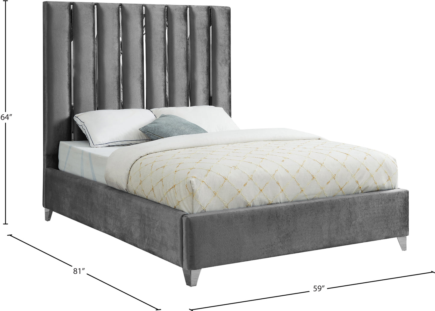 waverly grey velvet full bed f