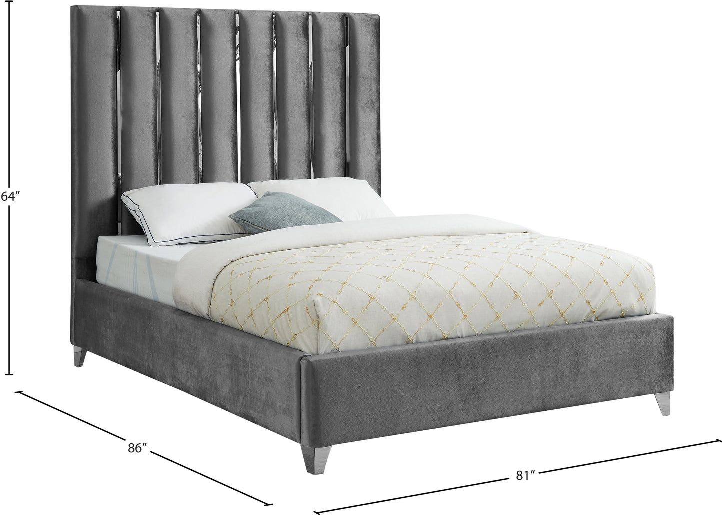 waverly grey velvet king bed k