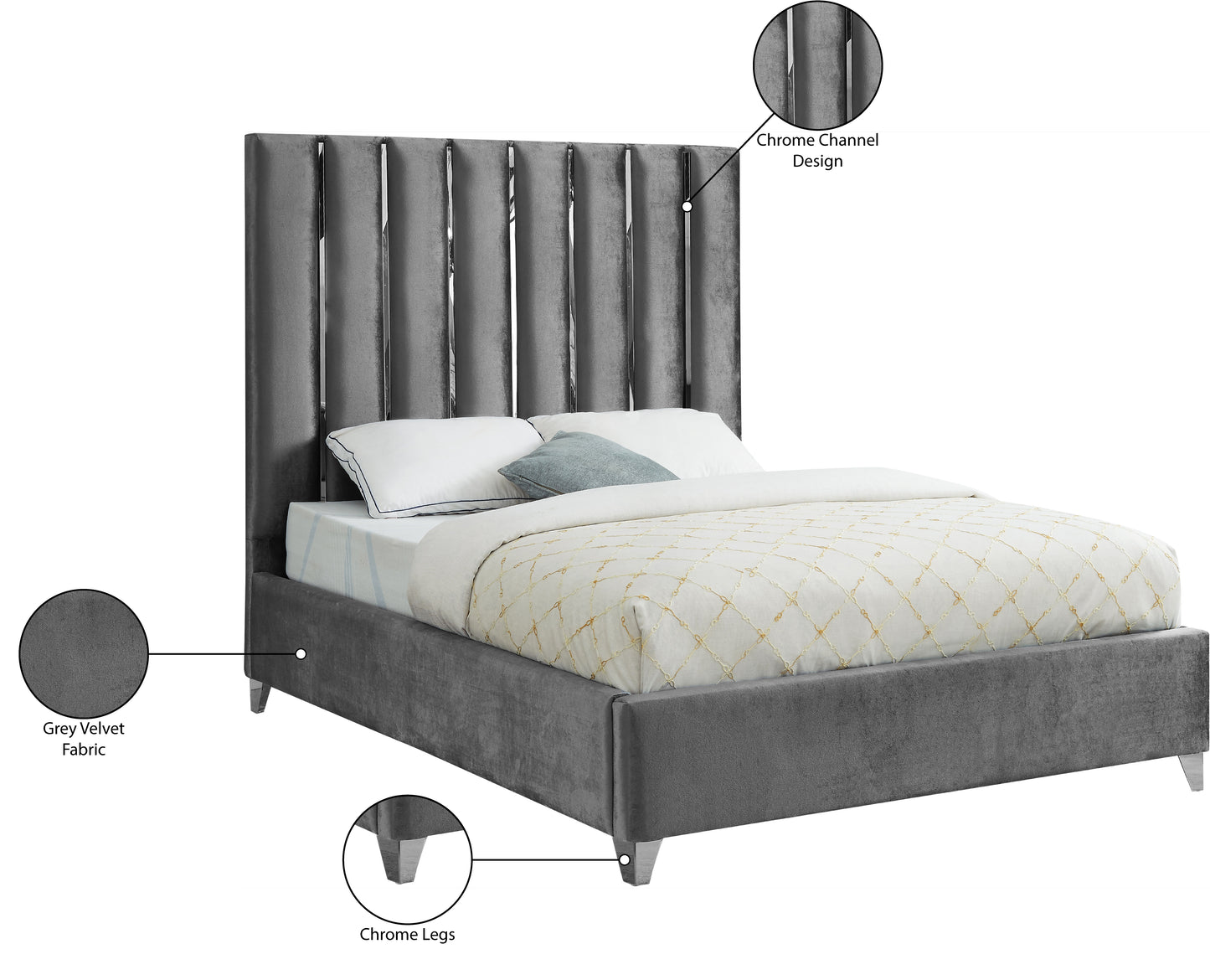 waverly grey velvet king bed k