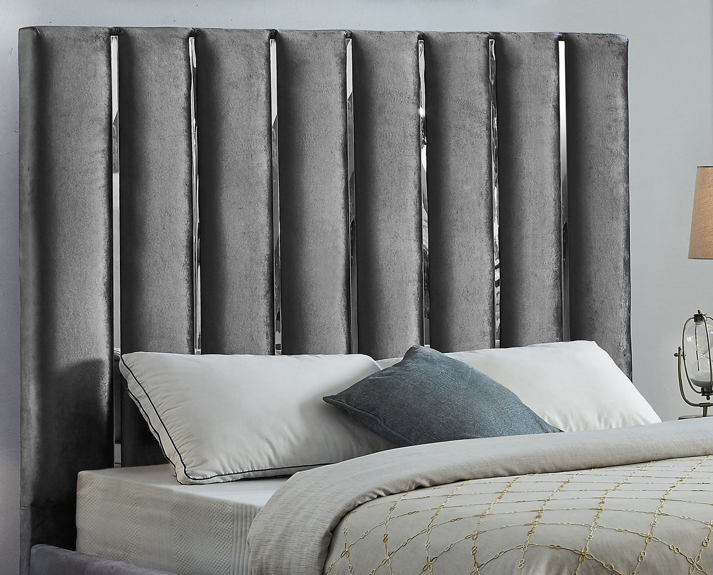 waverly grey velvet king bed k