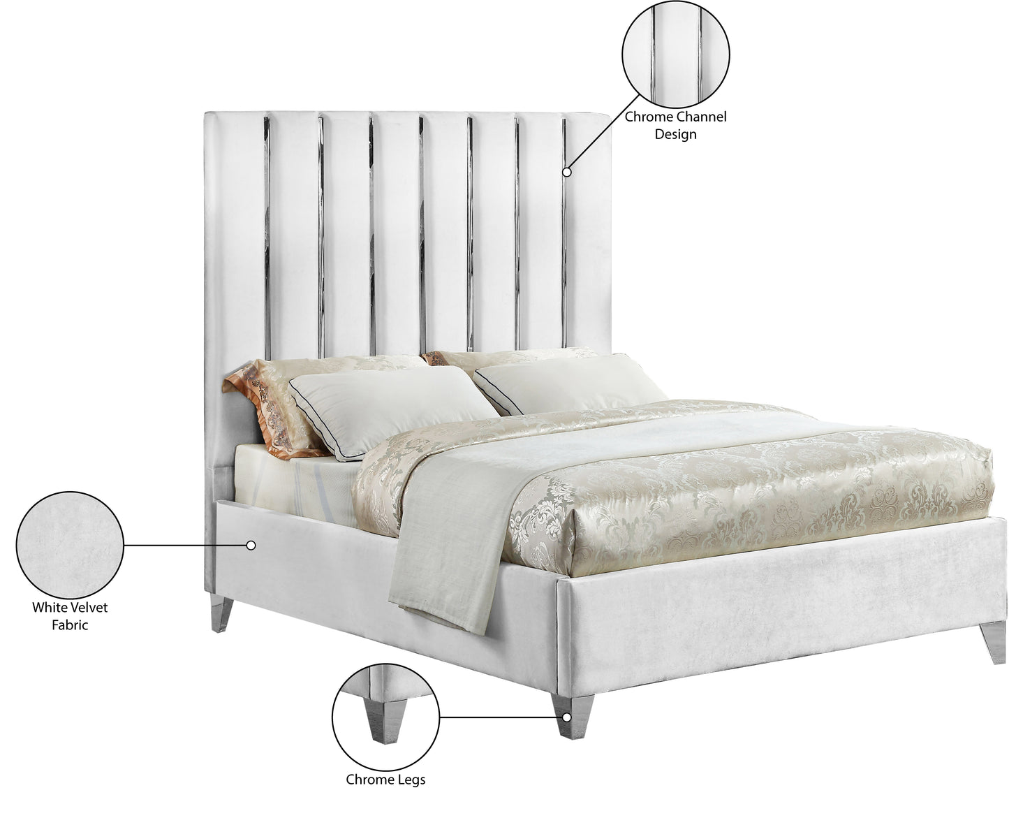 waverly white velvet king bed k