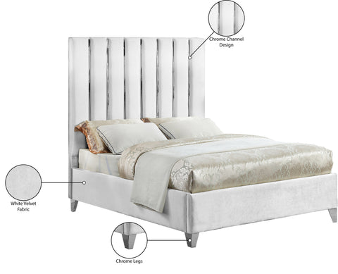 Waverly White Velvet King Bed K