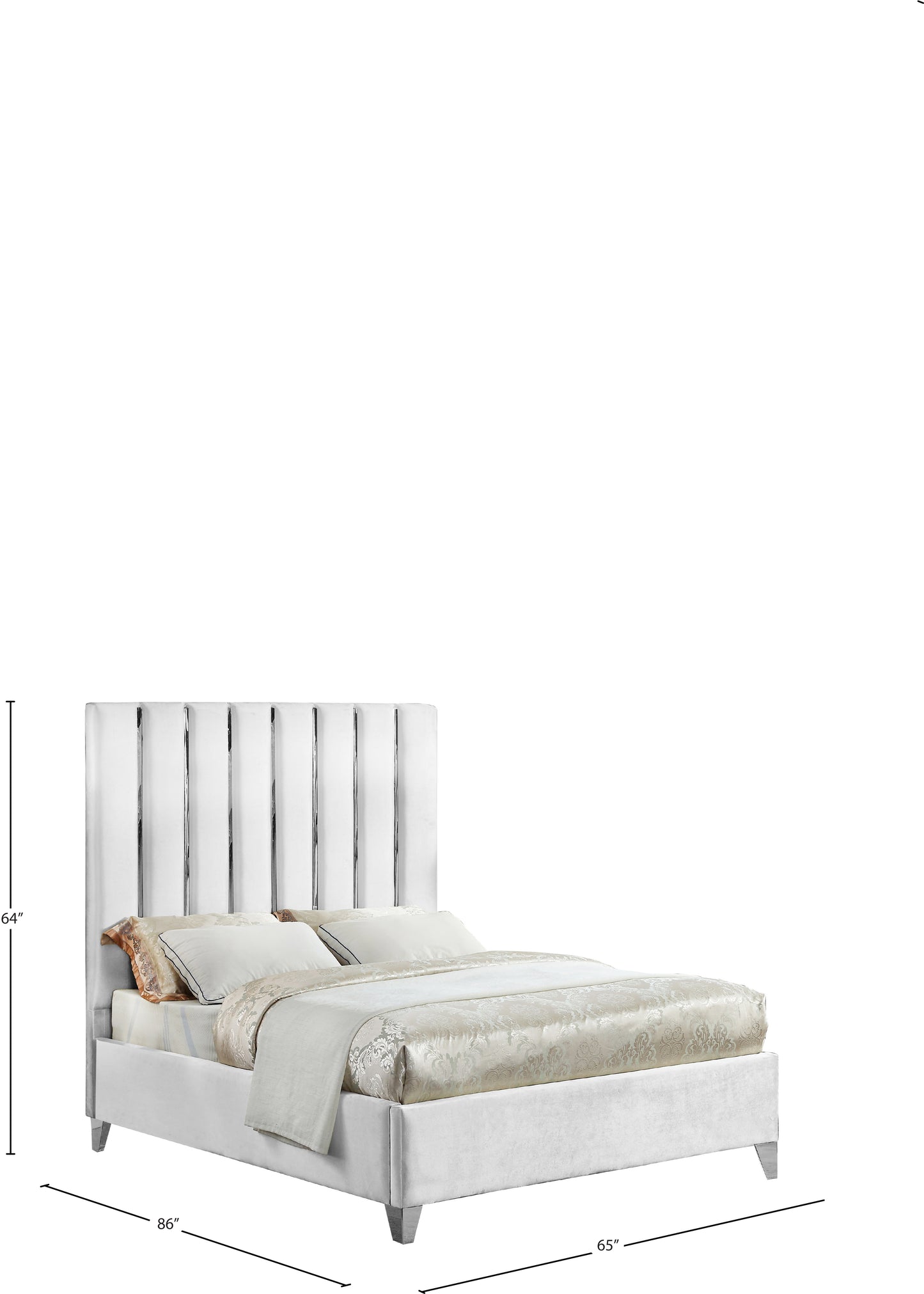 waverly white velvet queen bed q