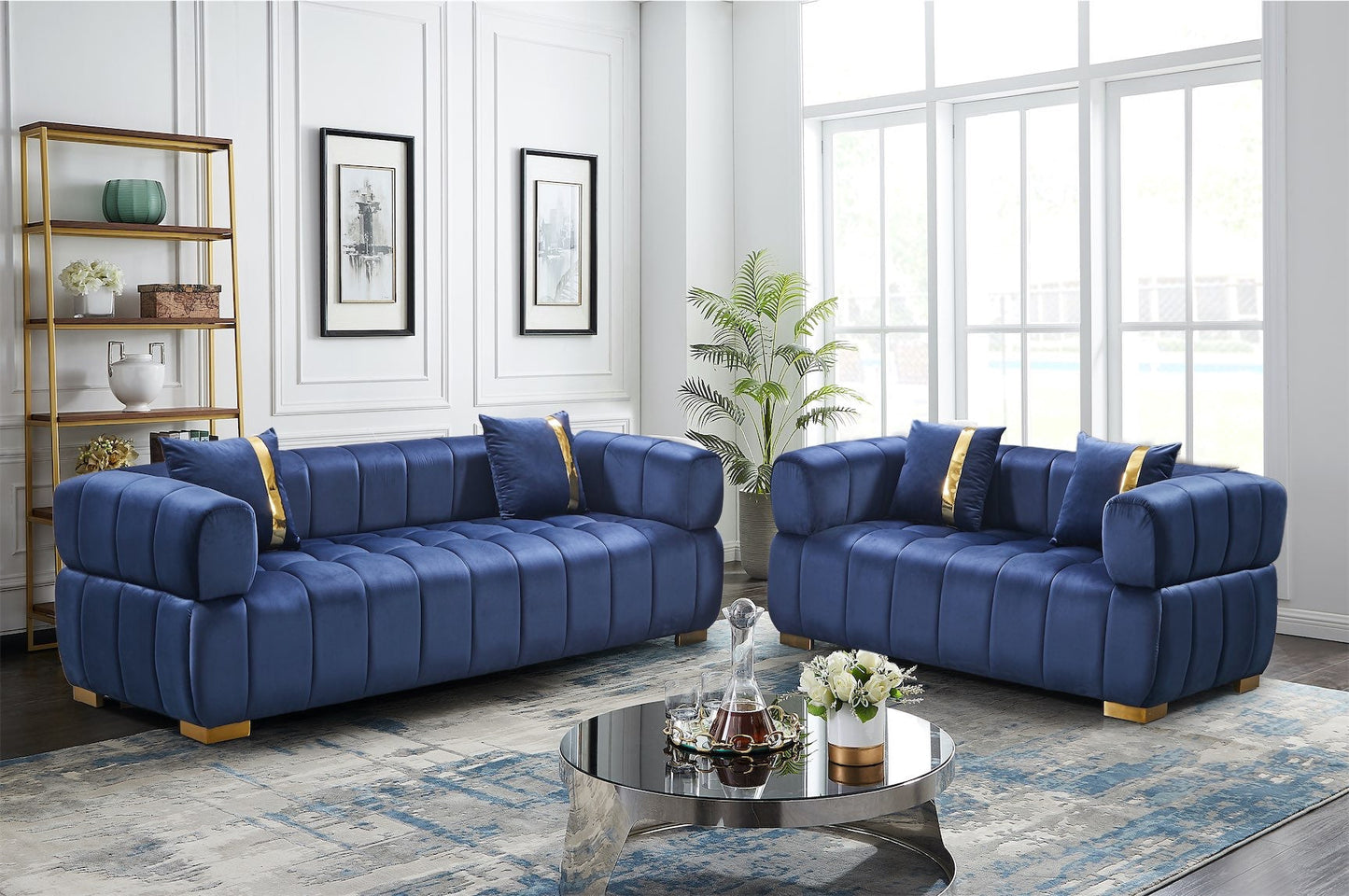 esme blue sofa and loveseat