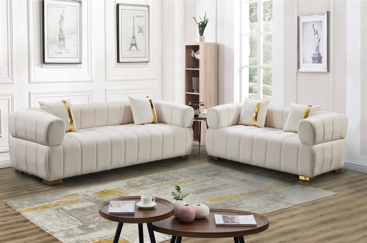 esme cream sofa and loveseat