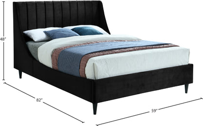 Minimalist Black Velvet Full Bed F