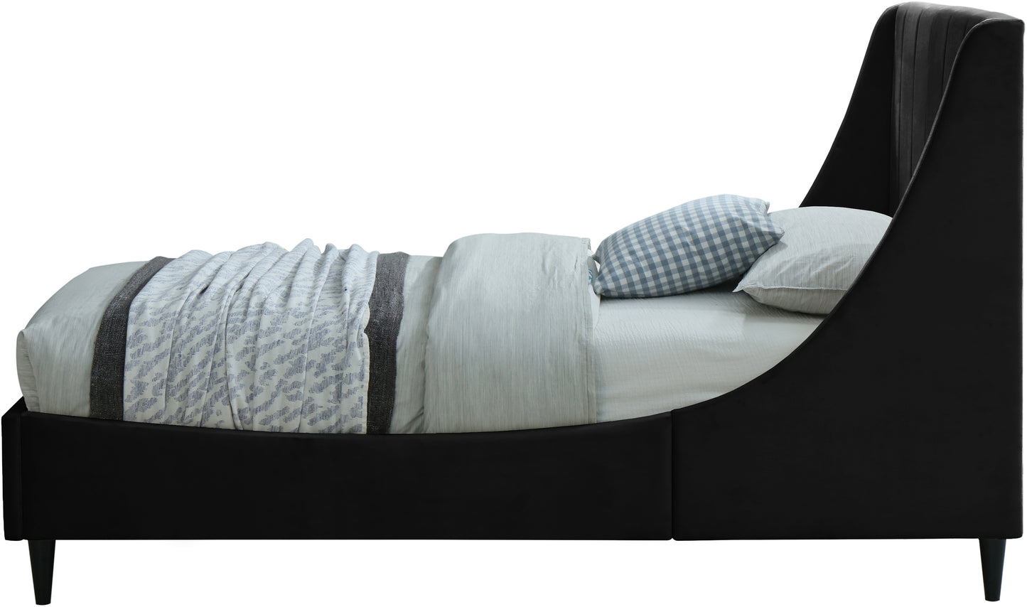 minimalist black velvet twin bed t