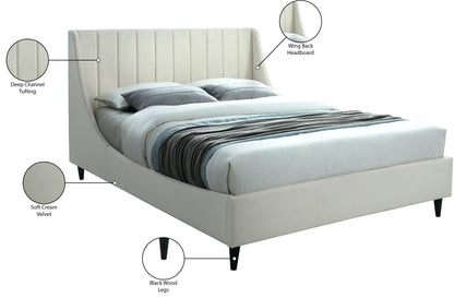 Minimalist Cream Velvet Full Bed F