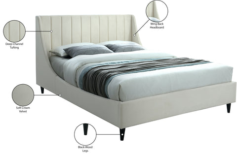 Minimalist Cream Velvet King Bed K