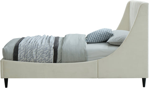 Minimalist Cream Velvet Twin Bed T