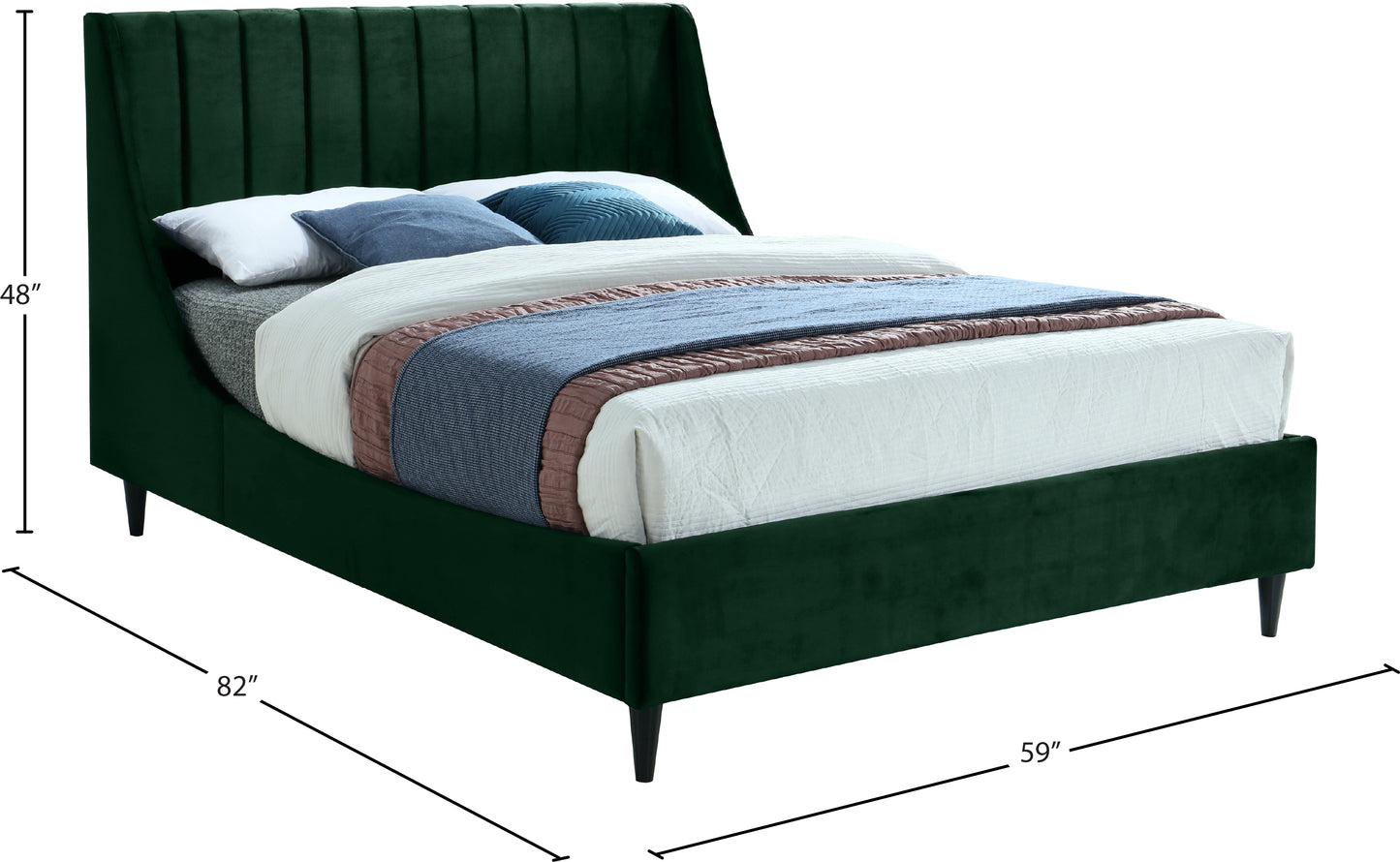 minimalist green velvet full bed f