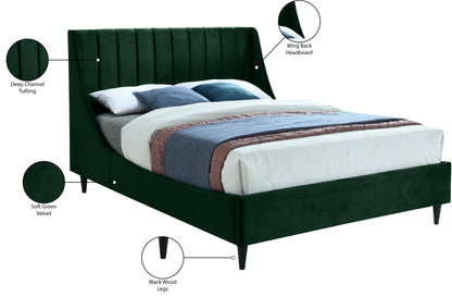 Minimalist Green Velvet Full Bed F