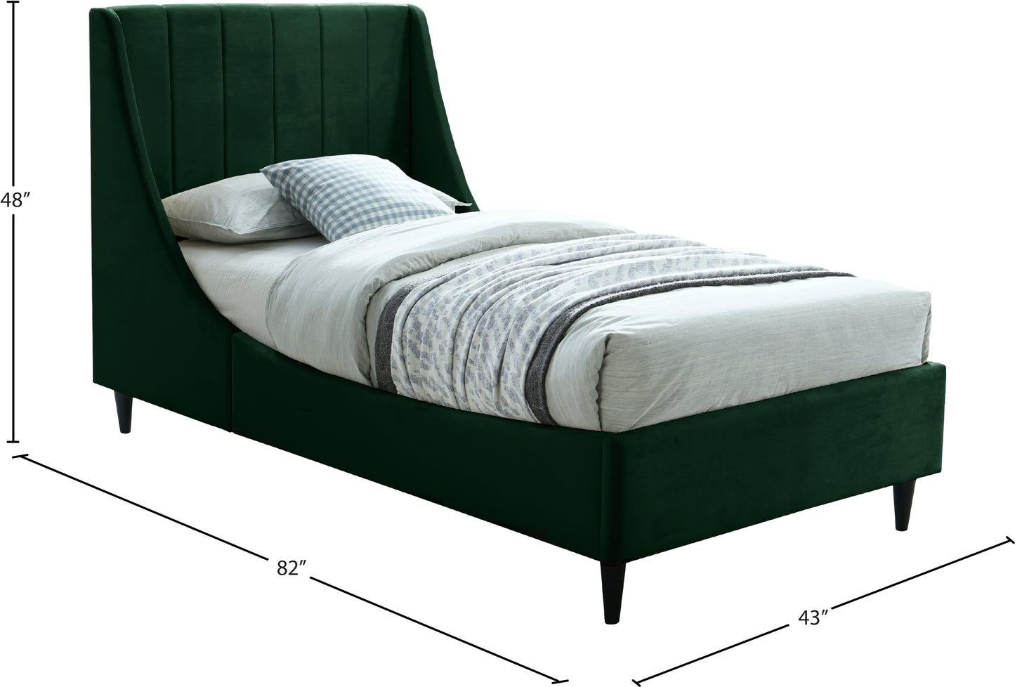 minimalist green velvet twin bed t