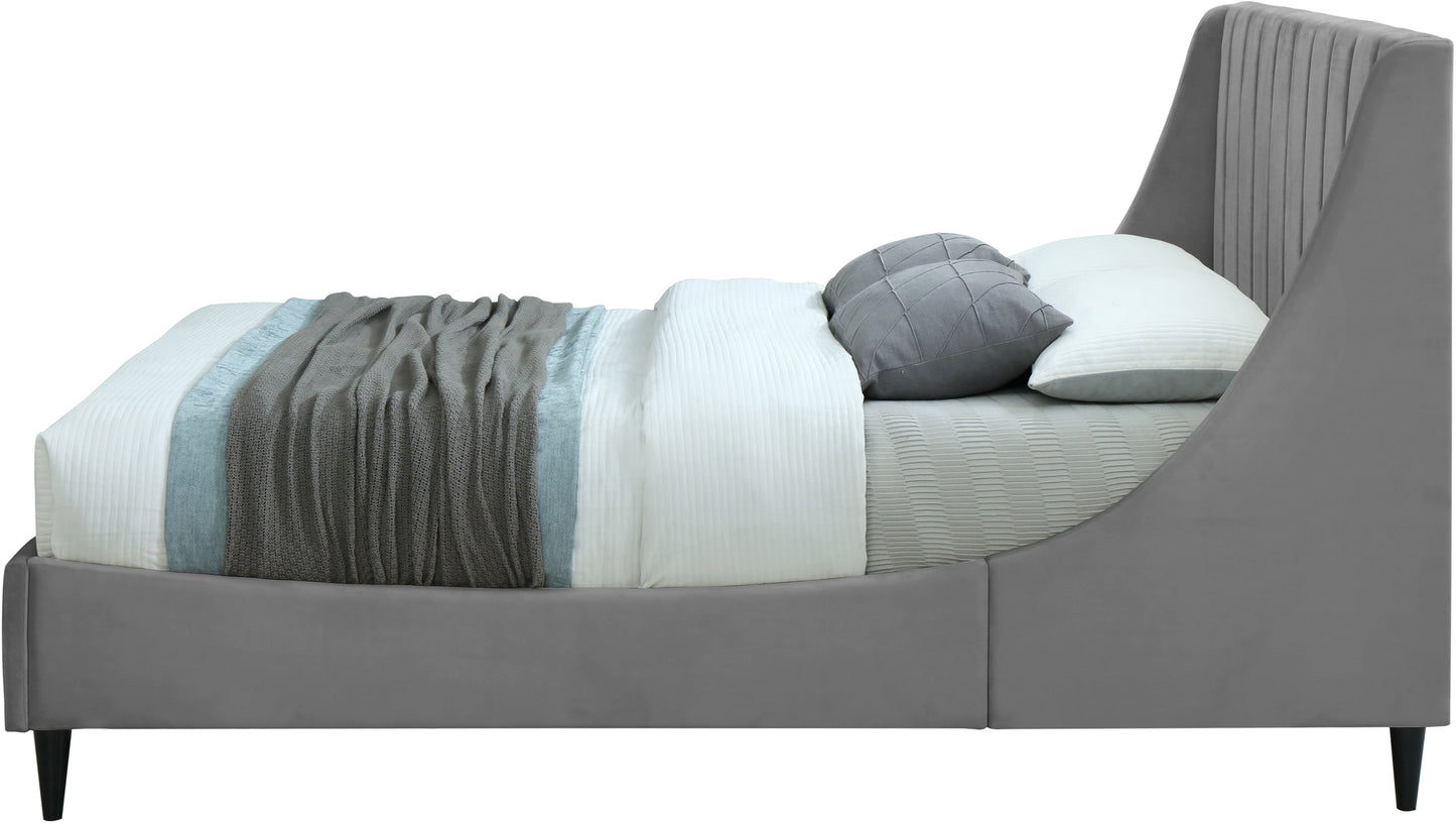 minimalist grey velvet full bed f