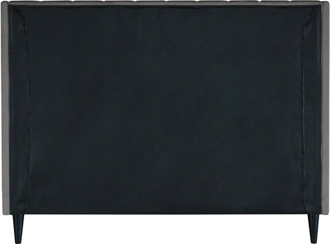 Minimalist Grey Velvet Queen Bed Q