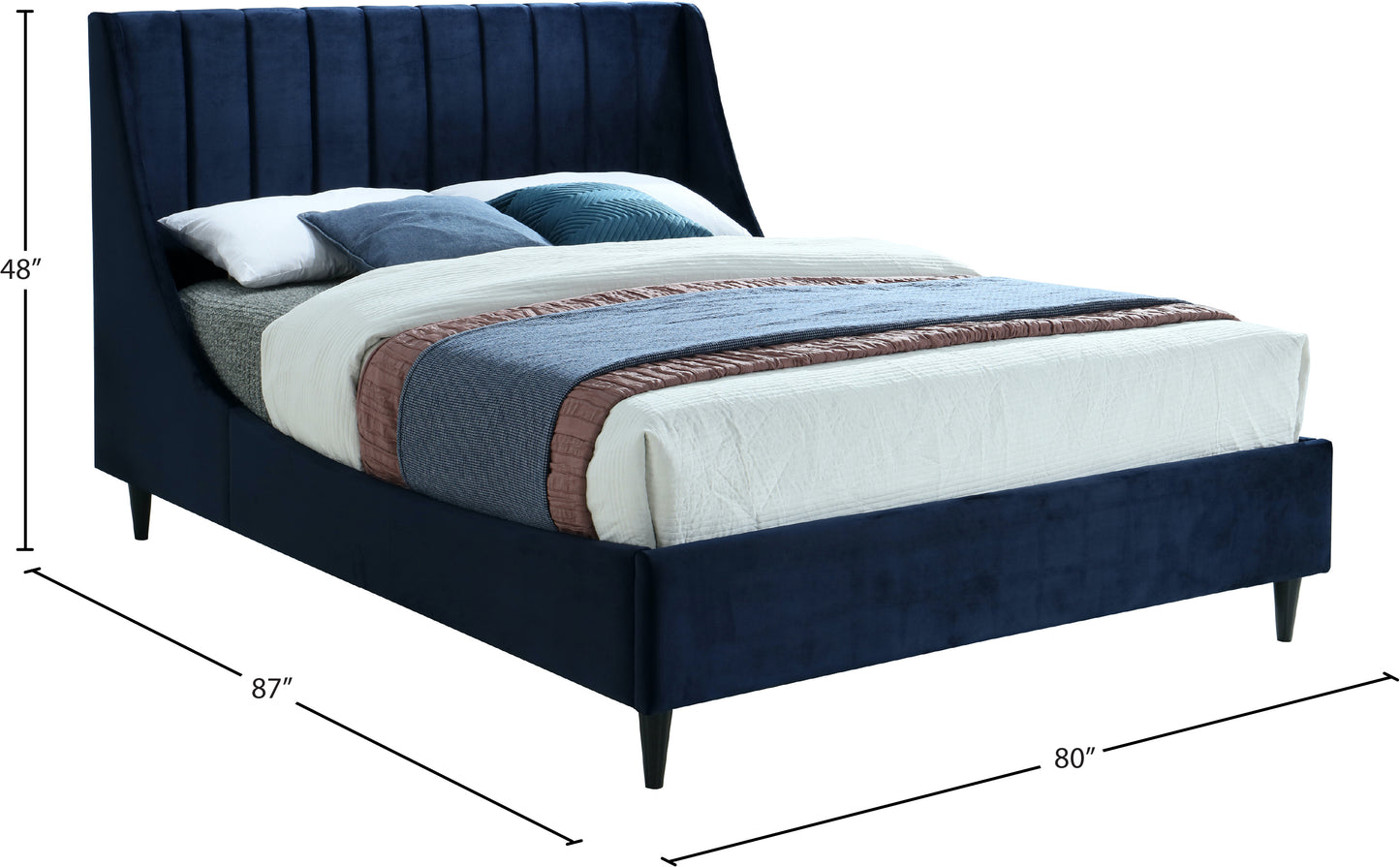 minimalist navy velvet king bed k